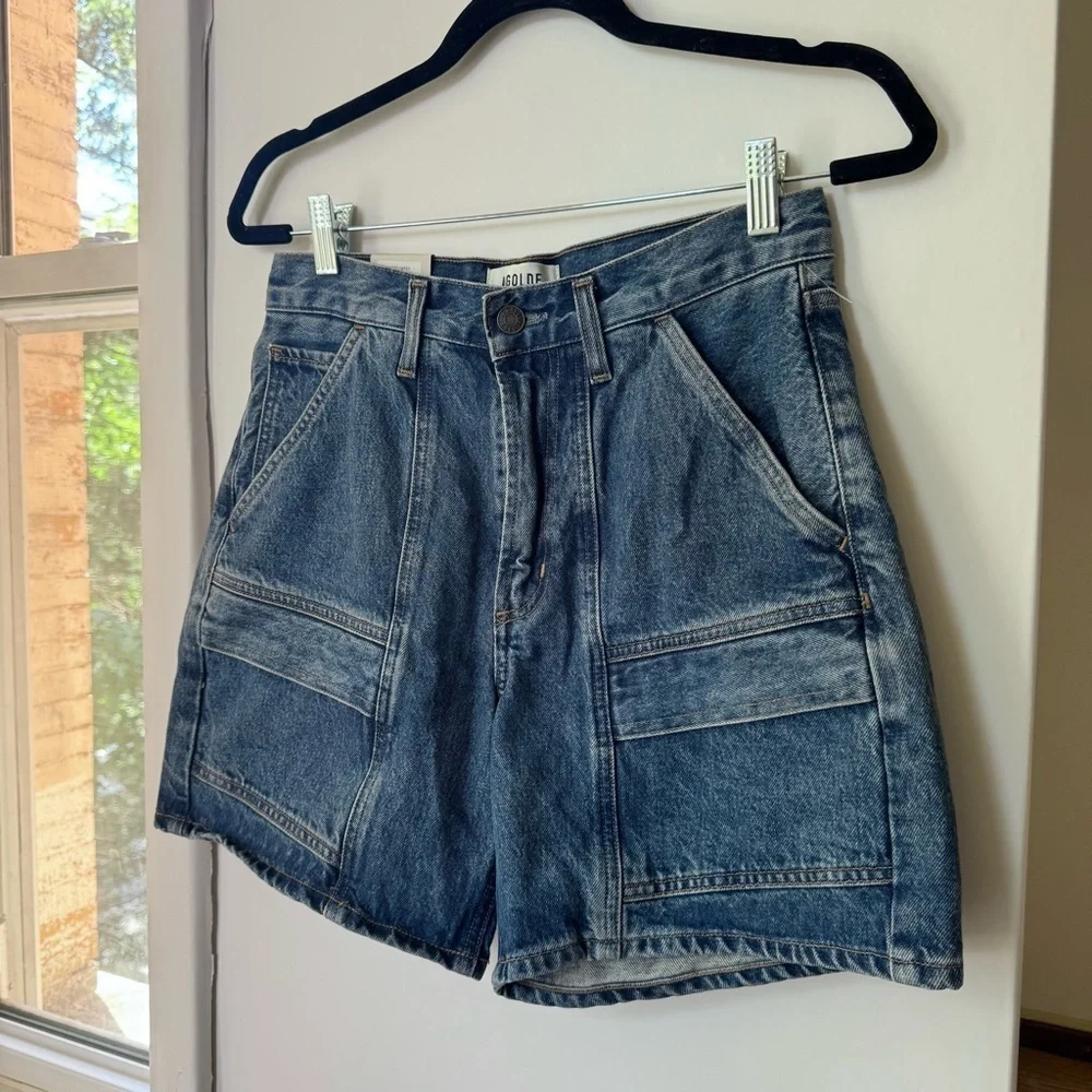 NWT AGOLDE Cooper Long Jean Shorts Blue Ambition 26